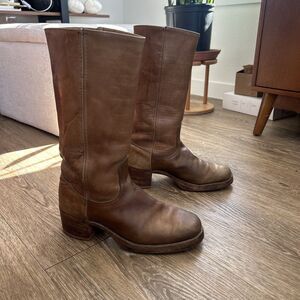 Frye Black Label Campus Boots 70's Brown Made in USA Leather Men 9.5 D Cats Paw